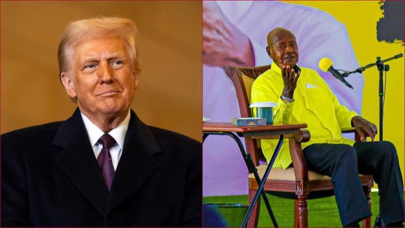 Collaged images of US president Donald Trump and Uganda's Yoweri Museveni.